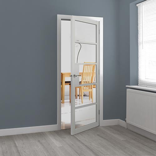 JB Kind Metro White Painted Clear Glazed Internal Door