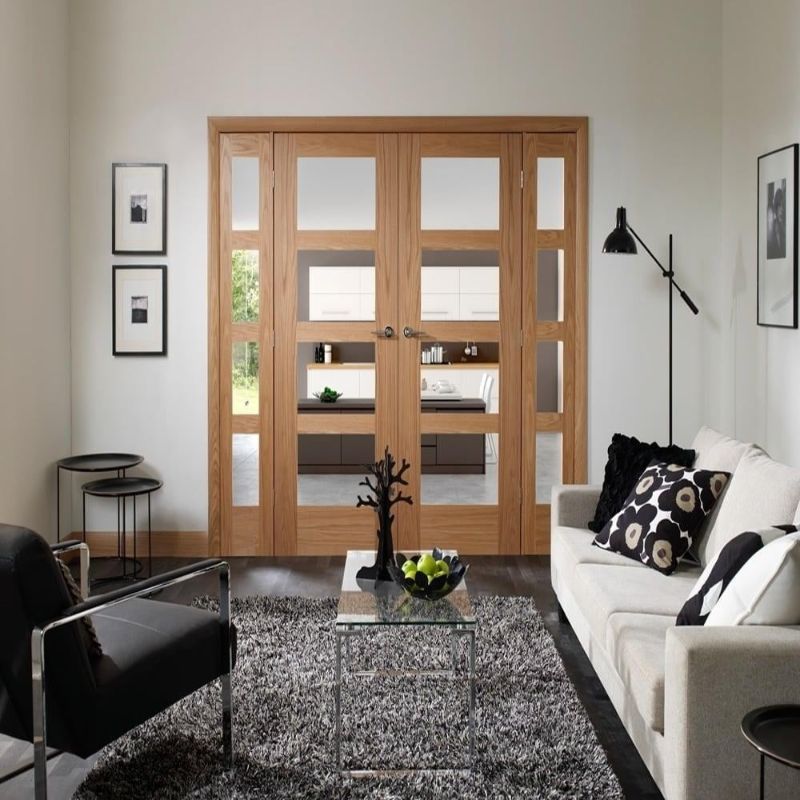 Image for XL Joinery Shaker 4 Light Internal Oak Door with Clear Glass Fire Door 1981 x 762 x 44mm (30")