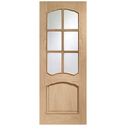 Image for XL Joinery Riviera Internal Oak Door With Raised Mouldings and Clear Bevelled Glass 2040 x 826 x 40mm