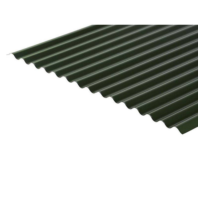 Cladco Corrugated 13/3 Profile PVC Plastisol Coated 0.5mm Metal Roof Sheet Juniper Green - All Sizes