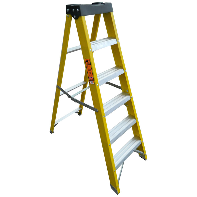 LFI PRo Fibreglass 6 Tread Swingback Builders Step Ladder