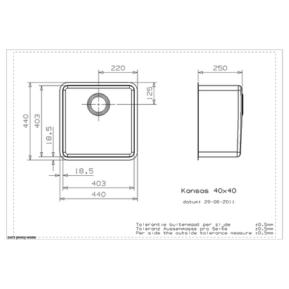 Reginox Kansas 40x40 Integrated Stainless Steel Kitchen Sink