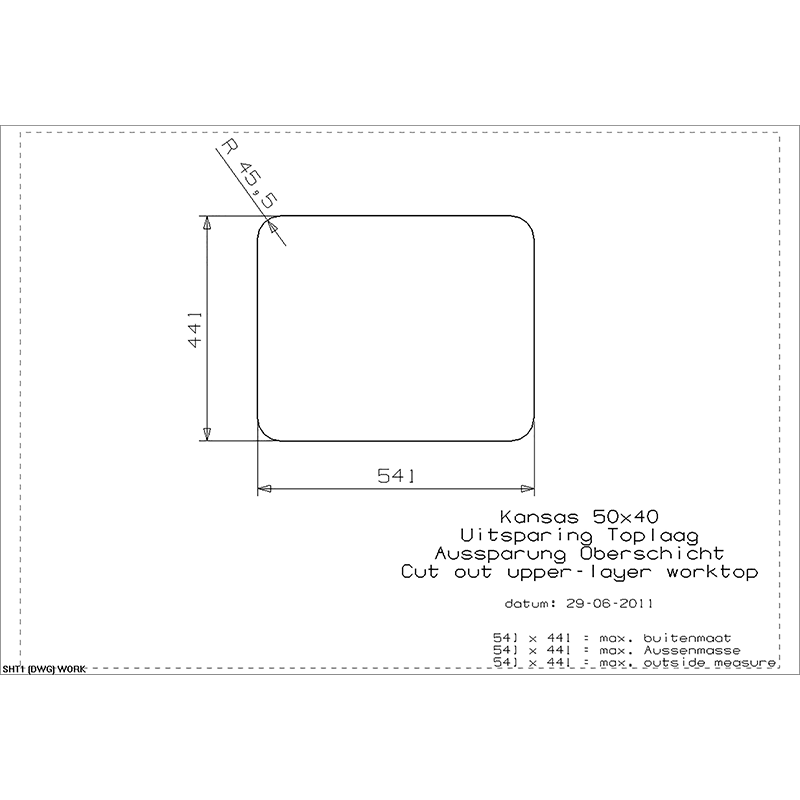 Reginox Kansas 50x40 Integrated Stainless Steel Kitchen Sink