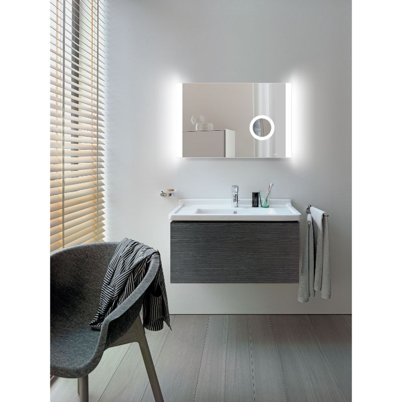 Aqua Kilmore Rectangular Mirror with Square LED Side Lights & On/Off Touch Sensor - 500mm x 775mm