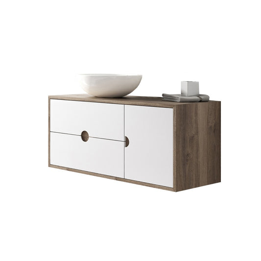 Aqua Kompass 1 Door 2 Drawer Vanity Oak/White - 1000mm x 480mm x 450mm 