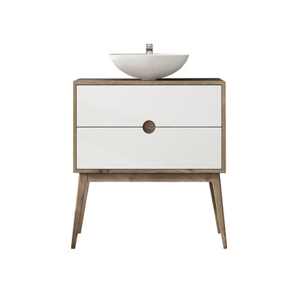 Aqua Kompass 2 Drawer Vanity Unit Oak/White - 800mm x 480mm x 450mm 