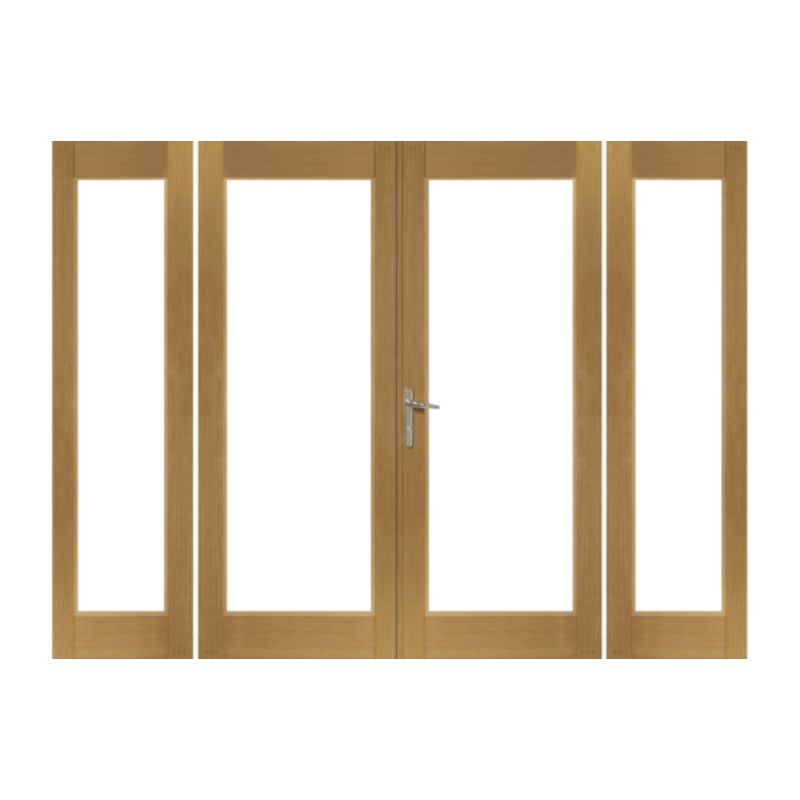 XL Joinery La Porte French Door in Pre-Finished External Oak Includes Sidelight Frame (Chrome Hardware) 2074 x 1490