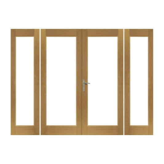 XL Joinery La Porte French Door in Pre-Finished External Oak Includes Sidelight Frame (Chrome Hardware) 2074 x 1490