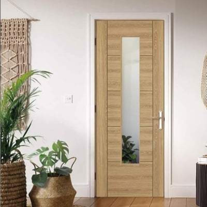 LPD Vancouver Oak Laminated 1 Glazed Clear Light Panel Interior Door - All Sizes 