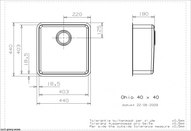 Image for Reginox Ohio 40x40 Integrated Stainless Steel Kitchen Sink