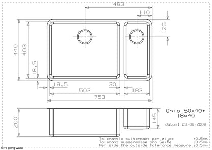 Image for Reginox Ohio 50x40+18x40 Integrated Stainless Steel Kitchen Sink