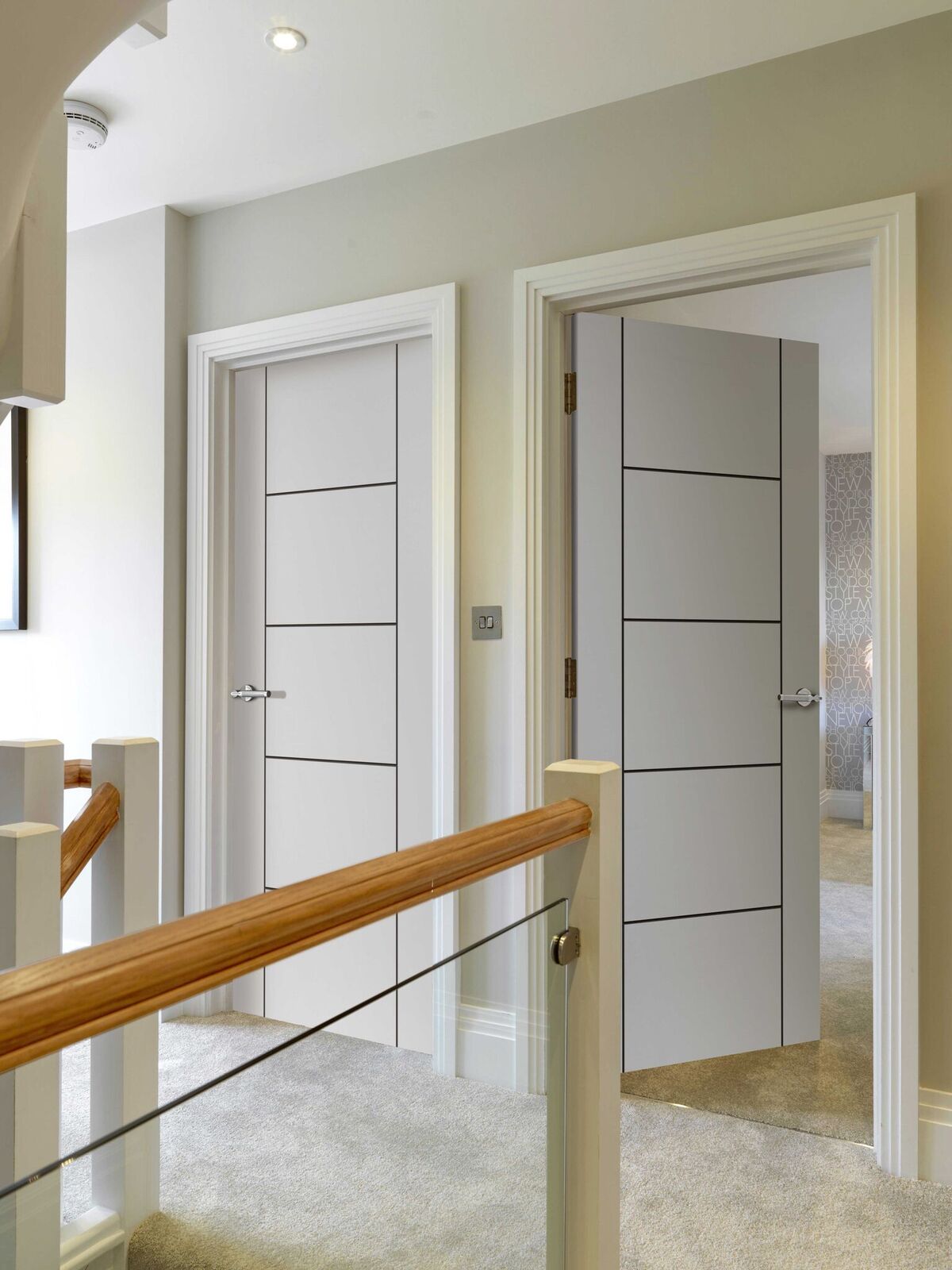 Image for JB Kind Satin White Painted Linea Pre-Finished Internal Fire Door