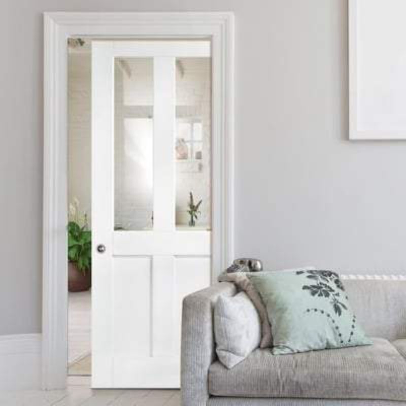 LPD London White Primed 2 Glazed Clear Light Panels Interior Door - 2040mm x 726mm