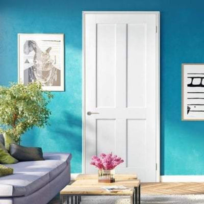 LPD London White Primed 4 Panel Interior Fire Door FD30 - 2040mm x 726mm