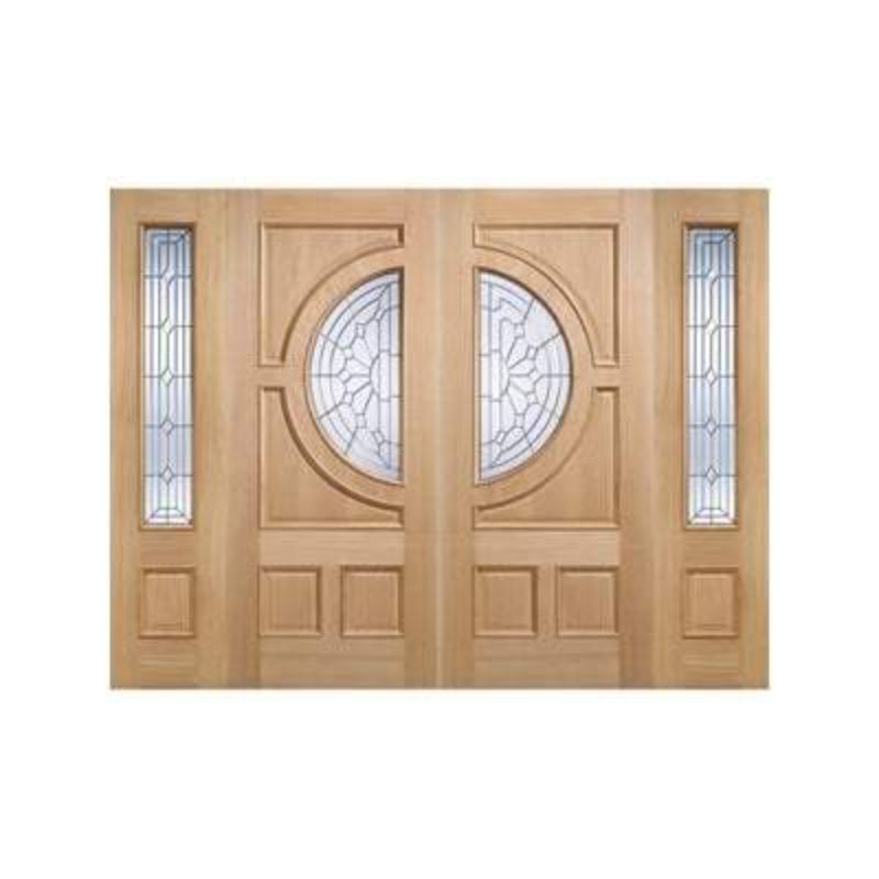 LPD Empress Oak Unfinished 1 Double Glazed Bevelled Zinc Clear Light Panel External Door Sidelight  - 1981mm x 457mm