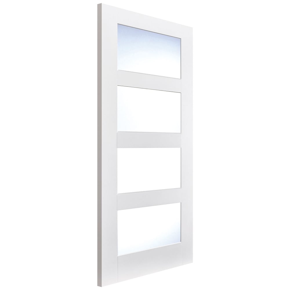 Image for LPD Shaker 4 Glass White Primed Internal Door