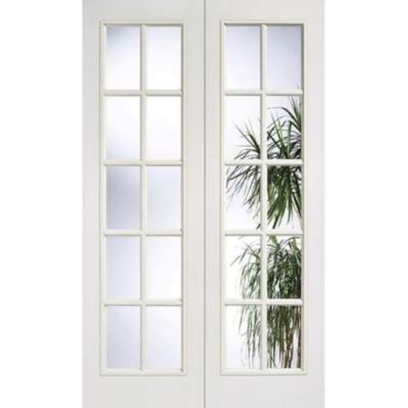 SA Moulded White Primed 10 Glazed Clear Light Panels Pair Interior Doors - 1981mm x 1168mm