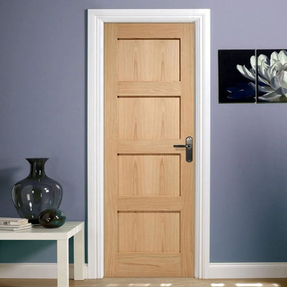 LPD Contemporary Oak 4 Panel FD 30 Internal Fire Door 78in x 27in x 44mm (1981 x 686mm)