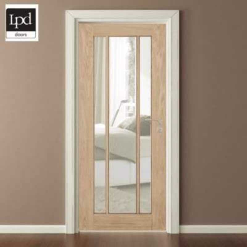 LPD Oak Lincoln 3 Glazed Clear Light Panel Pre-Finished Internal Door - 2040mm x 626mm