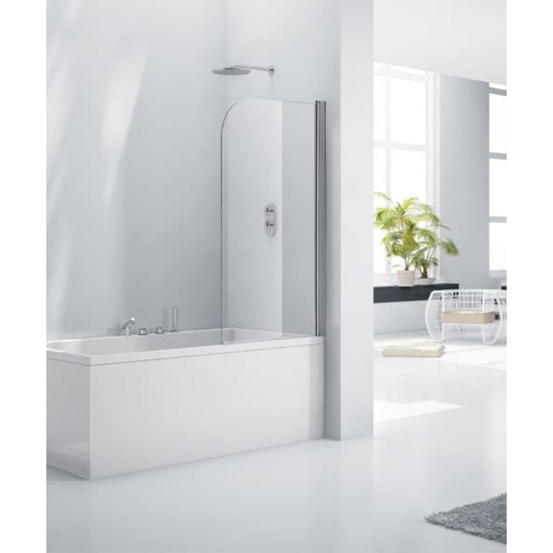 Aqua Aquaglass 6mm Single Panel Bath Screen with Curved Rise & Fall Design 1400mm x 800mm