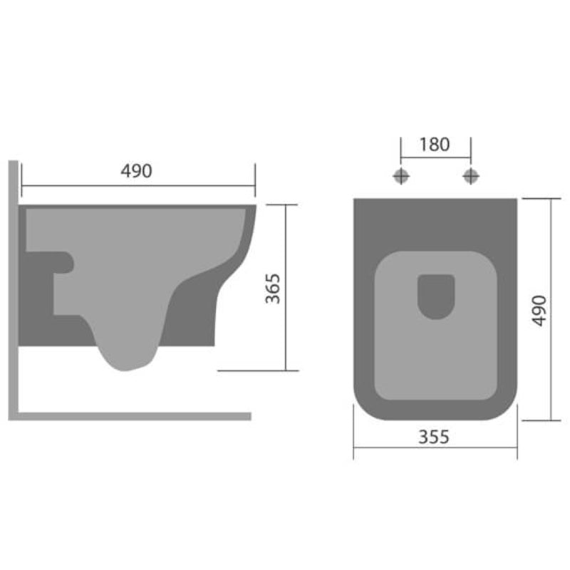 Aqua Bella Wall-Hung Toilet for use with Cistern & Frame Pack