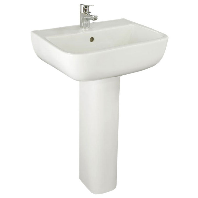 RAK Series 600 Basin & Full Pedestal 520mm Wide Two Tap Hole