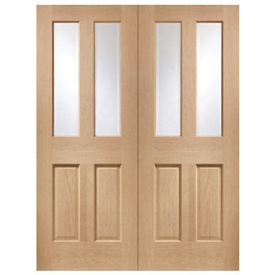 XL Joinery Malton Internal Oak Rebated Door Pair with Clear Bevelled Glass