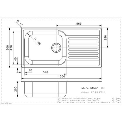 Reginox Minister Reversible Stainless Steel Inset Kitchen Sink