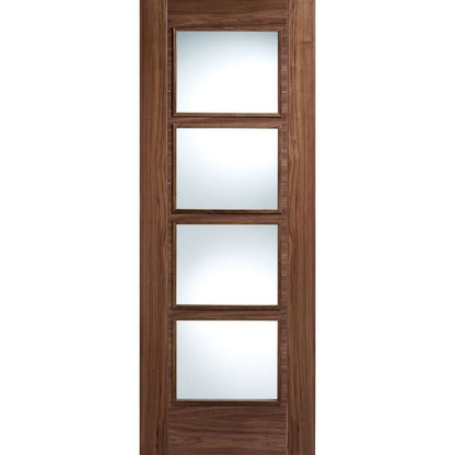 Image for LPD Vancouver Walnut 4 Lite Clear Glazed FD30 Internal Fire Door 78in x 30in x 44mm (1981 x 762mm)