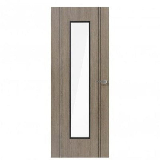 LPD Monaco Light Grey Pre-Finished Laminate Interior Door - 1 Glazed Clear Light Panel - 1981mm x 686mm 