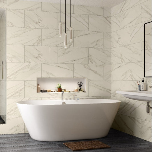 Mood Carrara Marble Effect 600mm x 300mm - Gloss White (11 per Box)