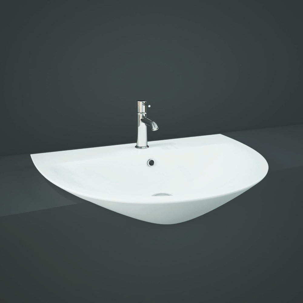 RAK Ceramics Morning 420mm Semi Recessed Basin 1 Tap Hole White