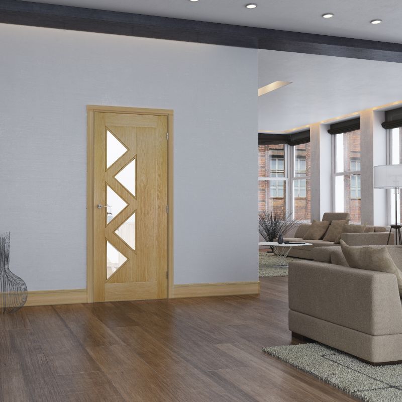 Image for Deanta Ely Prefinished 5L Glazed Interior Oak Door