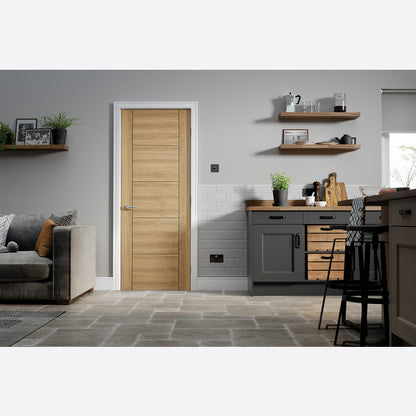 LPD Vancouver Oak Laminated 5 Panel Interior Door - All Sizes