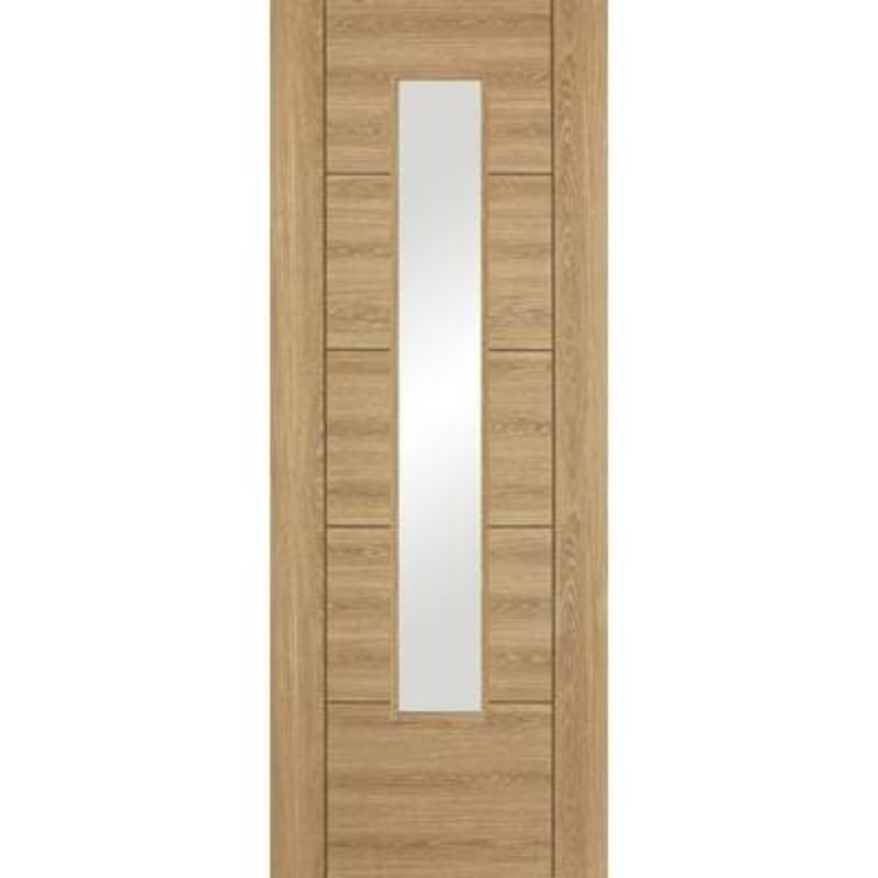 LPD Vancouver Oak Laminated 1 Glazed Clear Light Panel Interior Door - All Sizes 