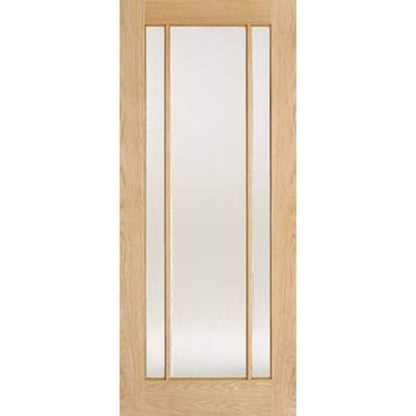 LPD Oak Lincoln 3 Glazed Frosted Light Panel Un-Finished Internal Door - 1981mm x 686mm