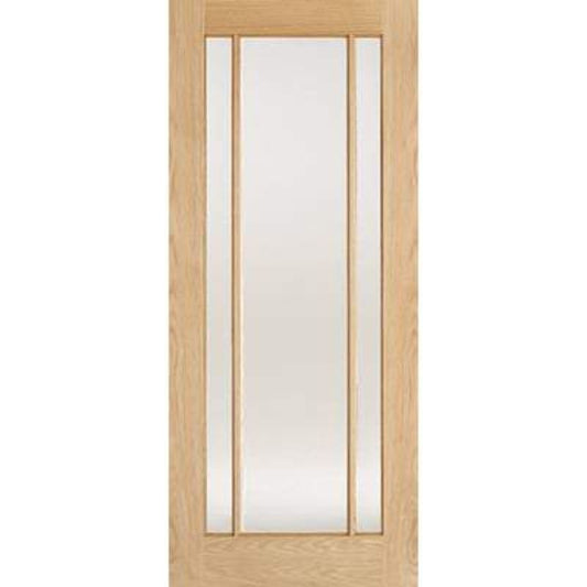 LPD Oak Lincoln 3 Glazed Frosted Light Panel Un-Finished Internal Door - 1981mm x 686mm