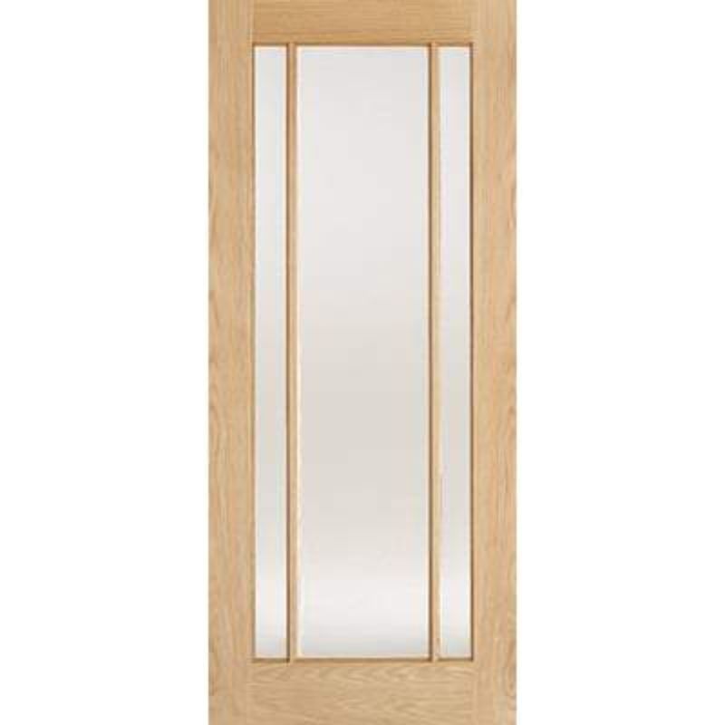 LPD Oak Lincoln 3 Glazed Frosted Light Panel Un-Finished Internal Door - 1981mm x 762mm