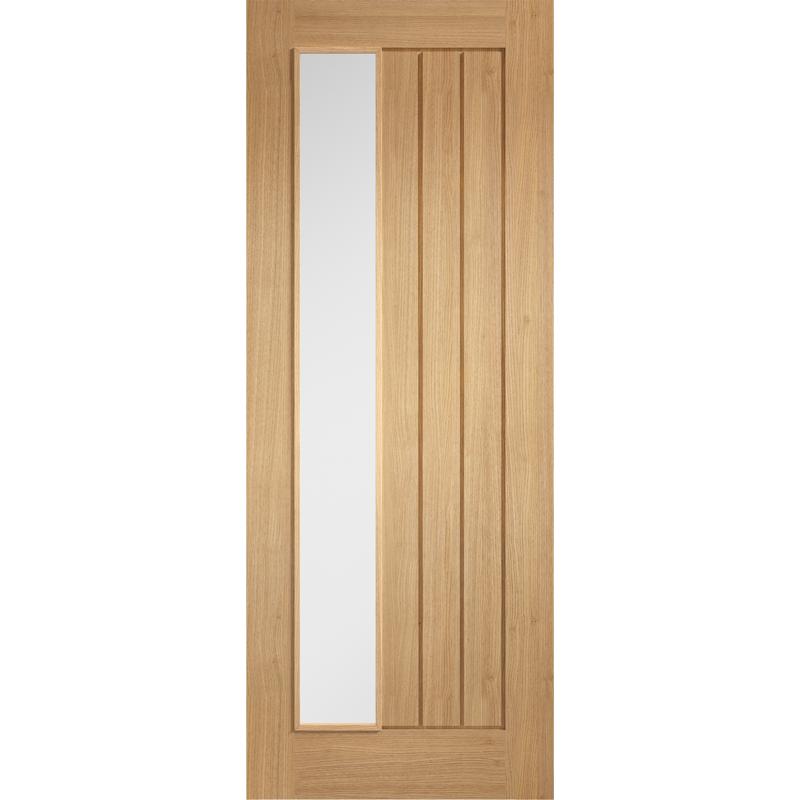 Oak Clear Glazed Offest Un-Finished Internal Door -  All Sizes