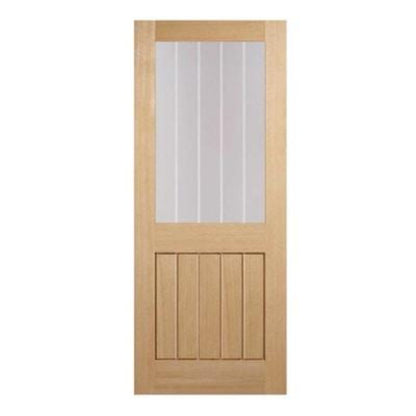 LPD Oak Mexicano Half Light Glazed with Silkscreen Un-Finished Internal Fire Door FD30 - 1981mm x 838mm