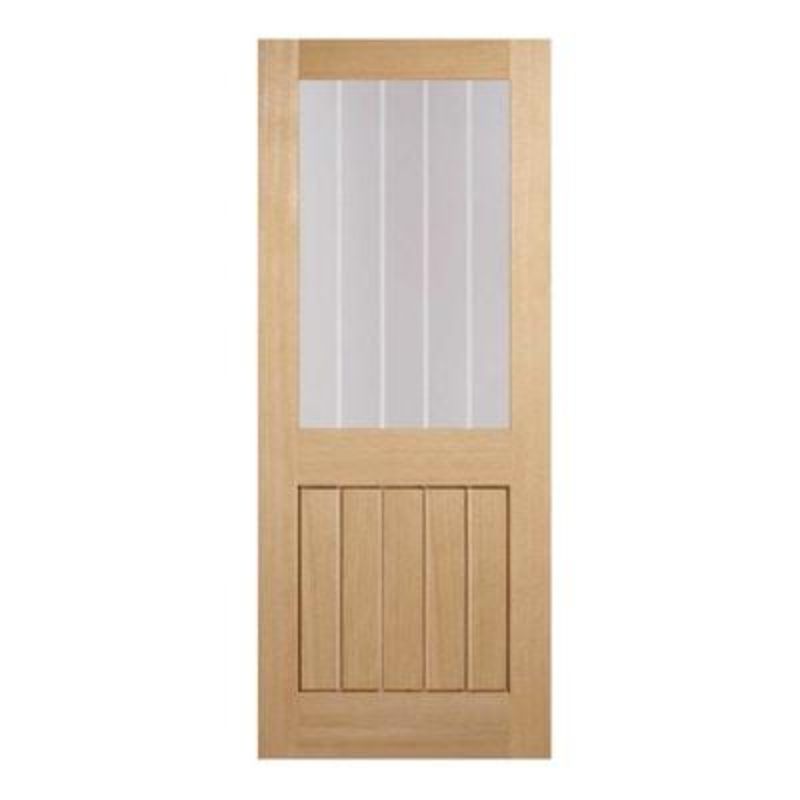 LPD Oak Mexicano Half Light Glazed with Silkscreen Pre-Finished Internal Door - 1981mm x 686mm