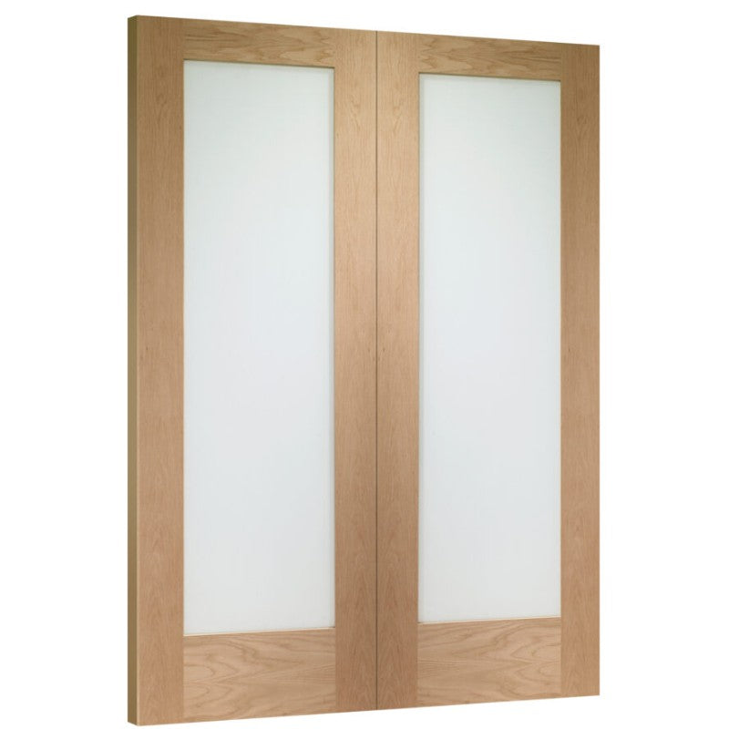 XL Joinery Pattern 10 Internal Oak Rebated Door Pair with Clear Glass