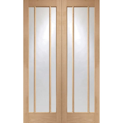 Image for XL Joinery Worcester Internal Oak Rebated Door Pair with Clear Glass 1981 x 1524 x 40mm (60")