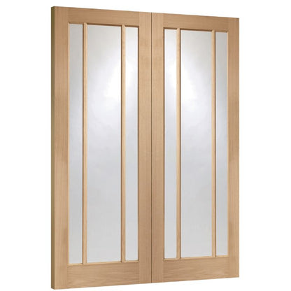 Image for XL Joinery Worcester Internal Oak Rebated Door Pair with Clear Glass 1981 x 1372 x 40mm (54")