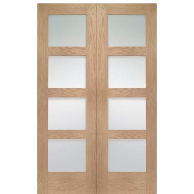 XL Joinery Shaker Internal Oak Rebated Door Pair with Clear Glass