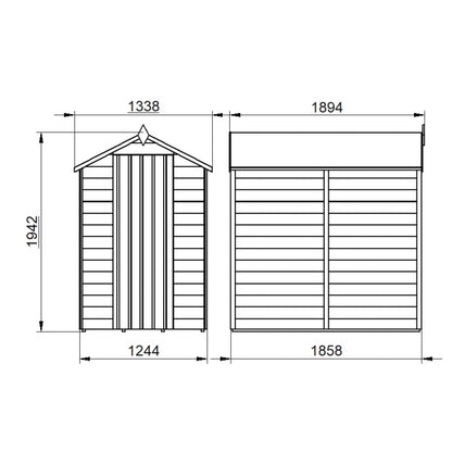 Forest Overlap Dip Treated Apex Shed - No Window - 6 x 4ft