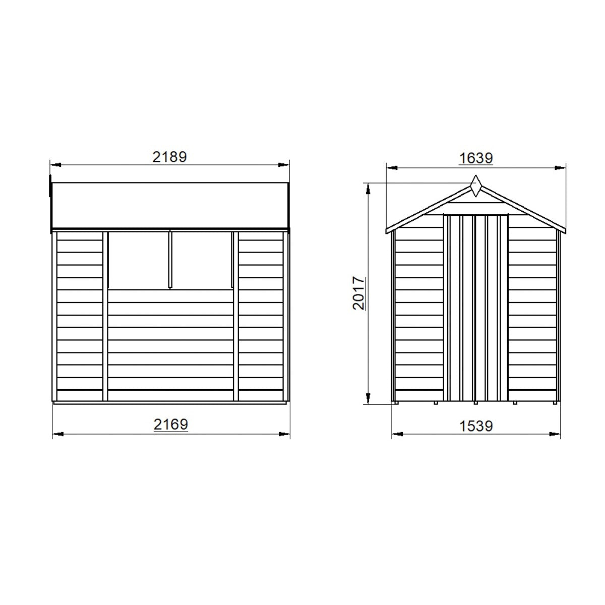 Forest Overlap Dip Treated Apex Shed - 7 x 5ft