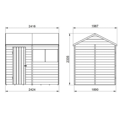 Forest Overlap Dip Treated Reverse Apex Shed (HD) - 8 x 6ft