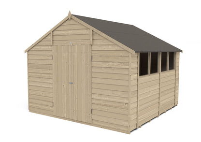 Forest Overlap Pressure Treated Apex Shed - Double Door - 10 x 10ft