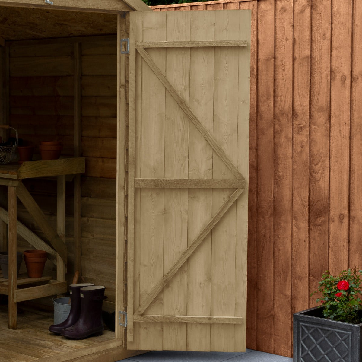 4LIFE Overlap Pressure Treated Apex Shed - Double Door (HD) - 10 x 10ft